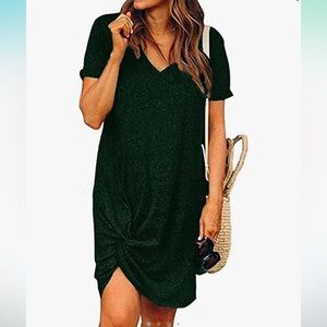Green Shirt Dress with Knot